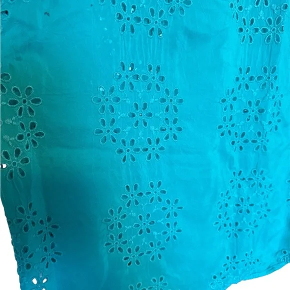 Johnny Was Turquoise Eyelet coverup/top - Picture 3 of 5